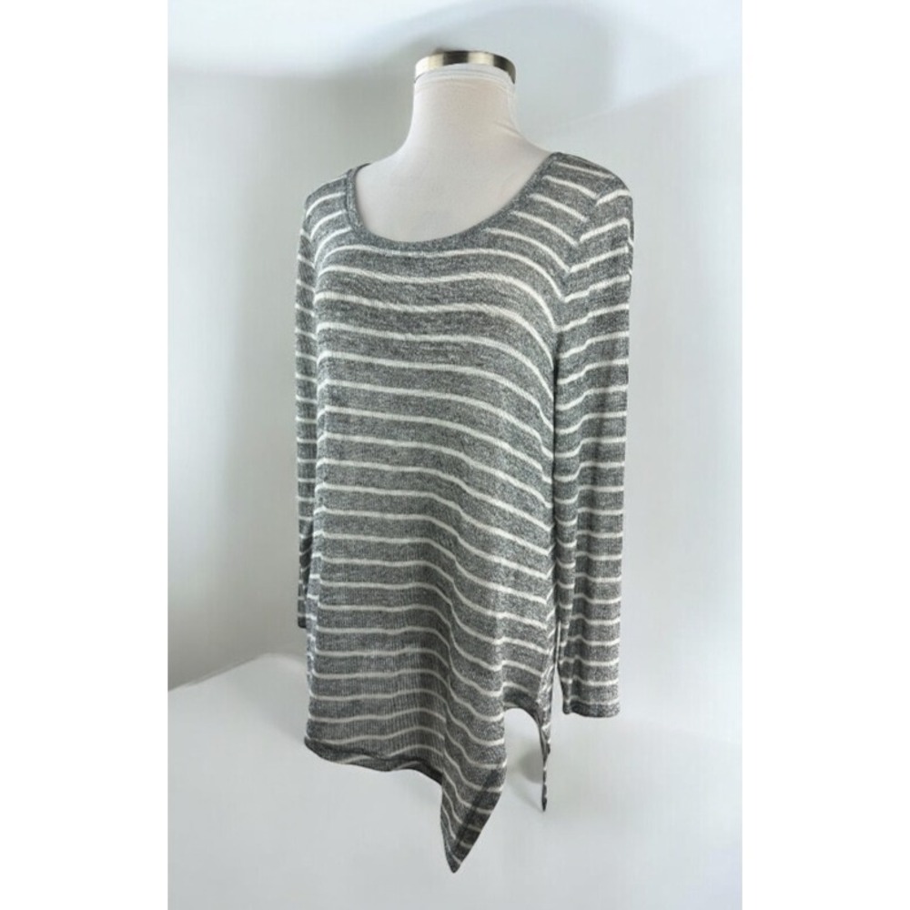 ✨2/$20 NWT Lane Bryant Sheer Metallic Striped Top Silver Shimmer Plus Size 18/20 - Picture 10 of 16